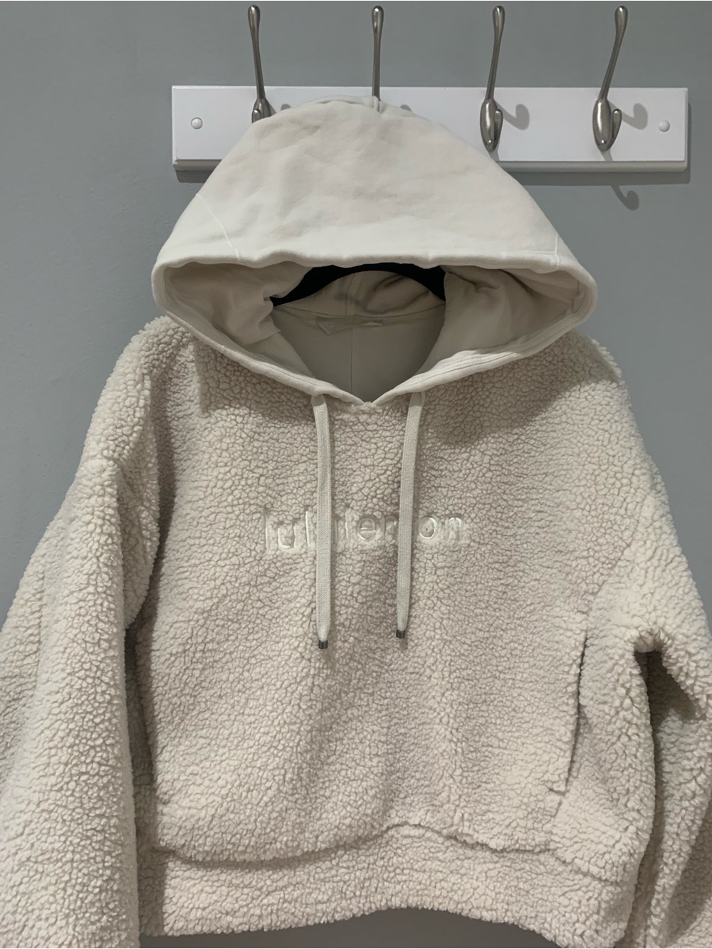Lululemon Sherpa Fleece Hoodie Pullover Cream/Ivory Cropped Size 2